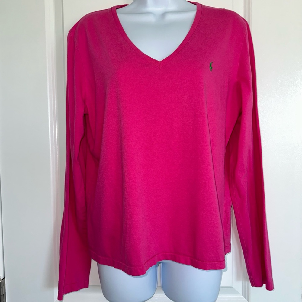 Ralph Lauren Sport Pink Long Sleeve V Neck (XL)
